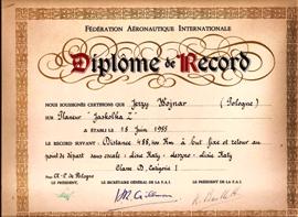Dyplom FAI za szybowcowy rekord świata