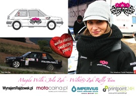 Plakat zespołu rajdowego Wilk&Żuk Rally Team