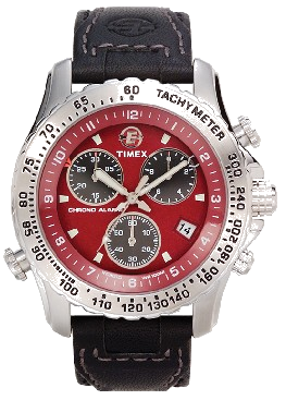 Do wylicytowania - zegrek marki Timex sygnowany Kia Ceed z czerwonym cyferblatem i skórzaną bransoletką.