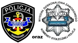 Logo: Komisariat Rzeczny Policji w Warszawiie i Wydział Doskonalenia Zawodowego KSP