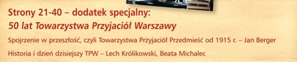 Informcja o dodatku specjlnym Stolicy z okazjki 50 racznicy Towarzystwa Przyjaciół Warszawy