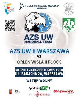 Mecz AZS UW II vs Orlen Wisła II Płock - plakat