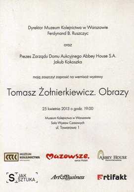 Wystawa w Muzeum Kolejnictwa „Tomasz Żołnierkiewicz. Obrazy”  - zaproszenie