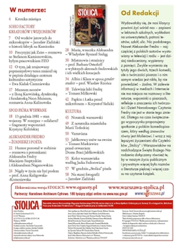 Miesięcznik Stolica - spis treści wydania grudniowego w roku 2013