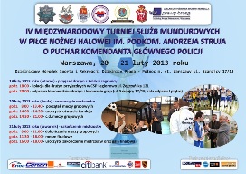 Plakat - IV Międzynarodowy Turniej Służb Mundurowych w piłce nożnej halowej im. podkom. Andrzeja Struja o Puchar Komendanta Głównego Policji