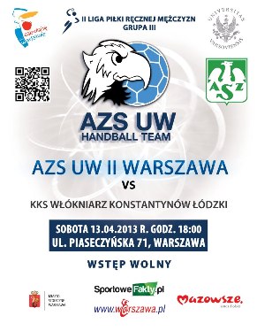 Plakat Meczu AZS UW II i KKS WŁÓKNIARZ KONSTANTYNÓW ŁÓDZKI